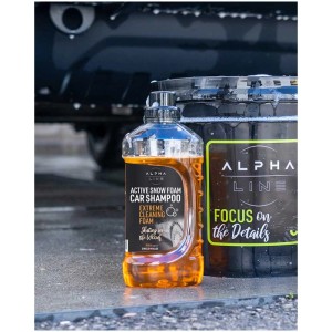 Alpha Line Autoshampoo Active Snow Foam, flacon de 1 l pour l'entretien auto.