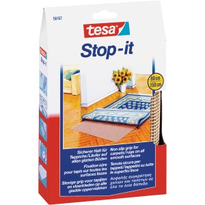 Tesa Stop-it sous-tapis antidérapant pour tapis sur sols lisses, emballage.