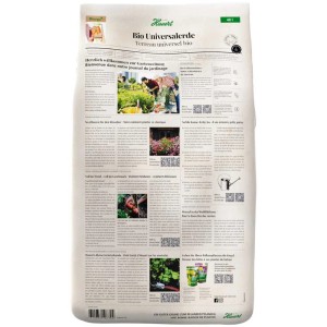 Sacco di terriccio universale bio Hauert 40L con design a giornale.