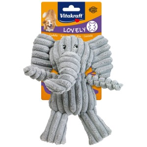 Vitakraft Safari Line Elefant Plüschtier für Hunde, Cord, mit Quietscher.