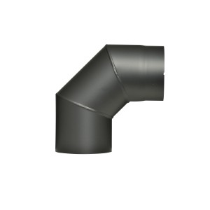 Coude de tuyau de poêle noir Firefix, 90 degrés, Ø 150 mm, pour cheminée et poêle.