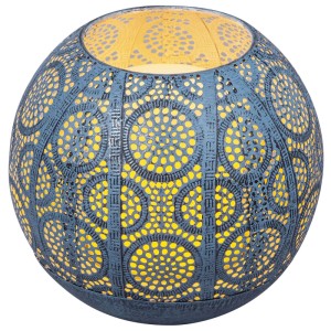 Lanterne solaire bleue Schönenberger Arneb à motifs, Ø 15cm, pour jardin et balcon.