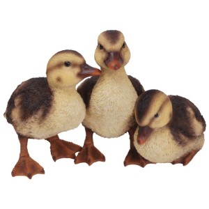 Vivid Arts Enten-Gruppe, Deko-Figur für den Garten, 3 Küken in Braun und Beige.