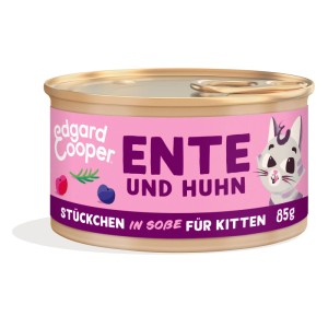 Edgard & Cooper Katzen-Nassfutter Kitten Ente & Huhn, 85g Dose.