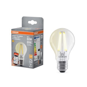 Lampadina LED Osram Matter E27, 6W, forma A60, dimmerabile. Luce Smart+ con filamento.