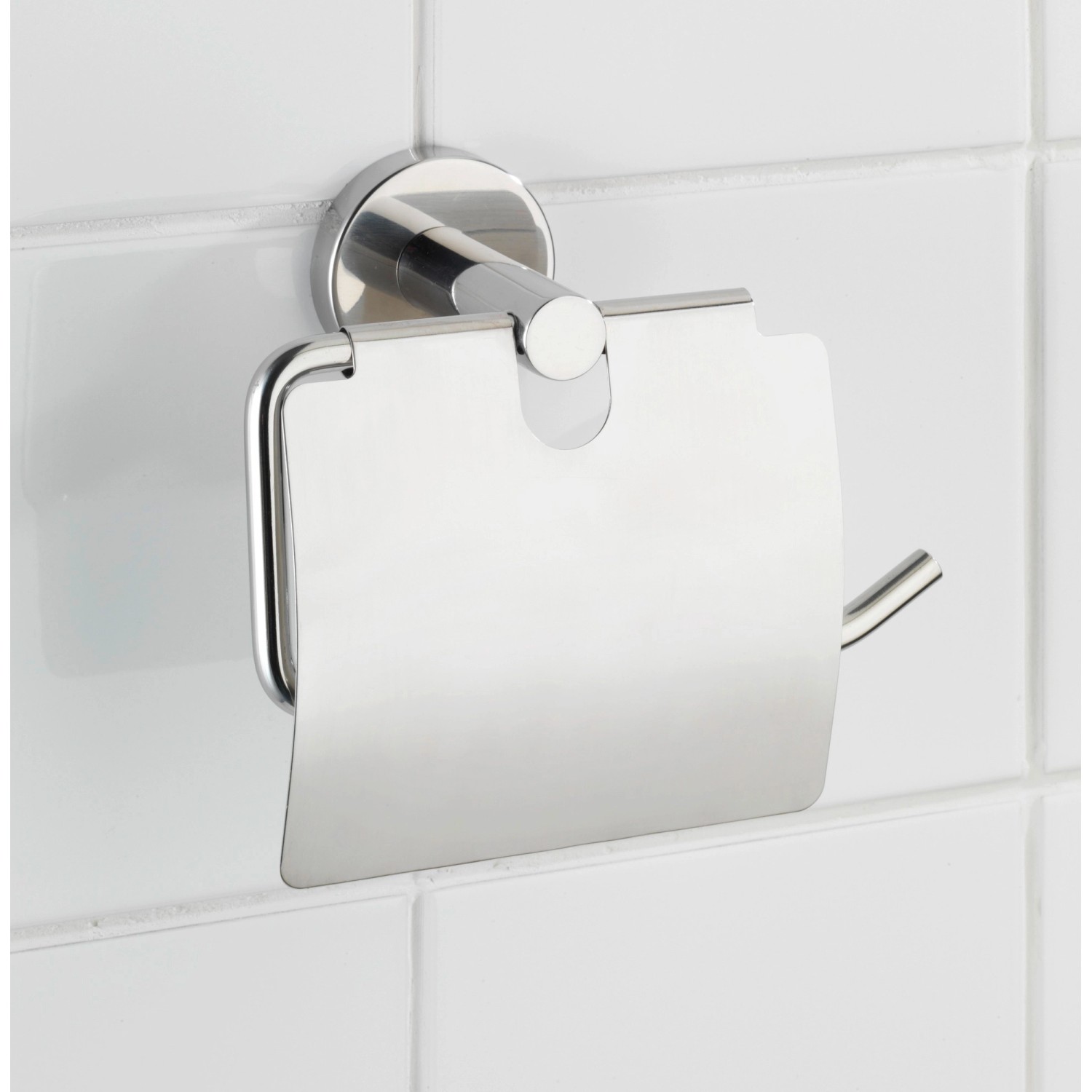 Wenko Classic Plus Porta carta igienica con coperchio in acciaio Bianco