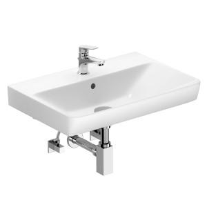 Lavabo sospeso baliv Slim 60 cm con rubinetto e sifone per bagni piccoli.