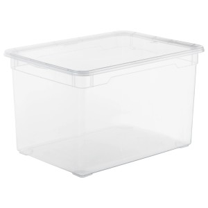 Transparente Rotho Unterbettbox mit Rollen, 46 l, mit Deckel. Ideal zur Aufbewahrung.