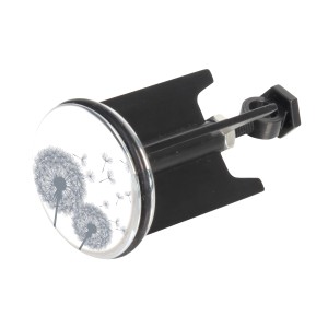 Wenko Tappo di scarico Pluggy Astera con motivo a dente di leone, bianco/grigio.