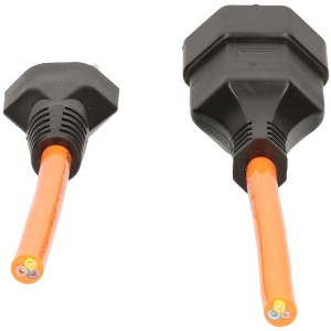 Rallonge orange TD H05VV-F3G1.0, Type12/Type13, 5 m. Câble de rallonge avec fiche et prise.