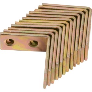 12 gelb verzinkte Stuhlwinkel 30x30x14 mm für Holzkonstruktionen.