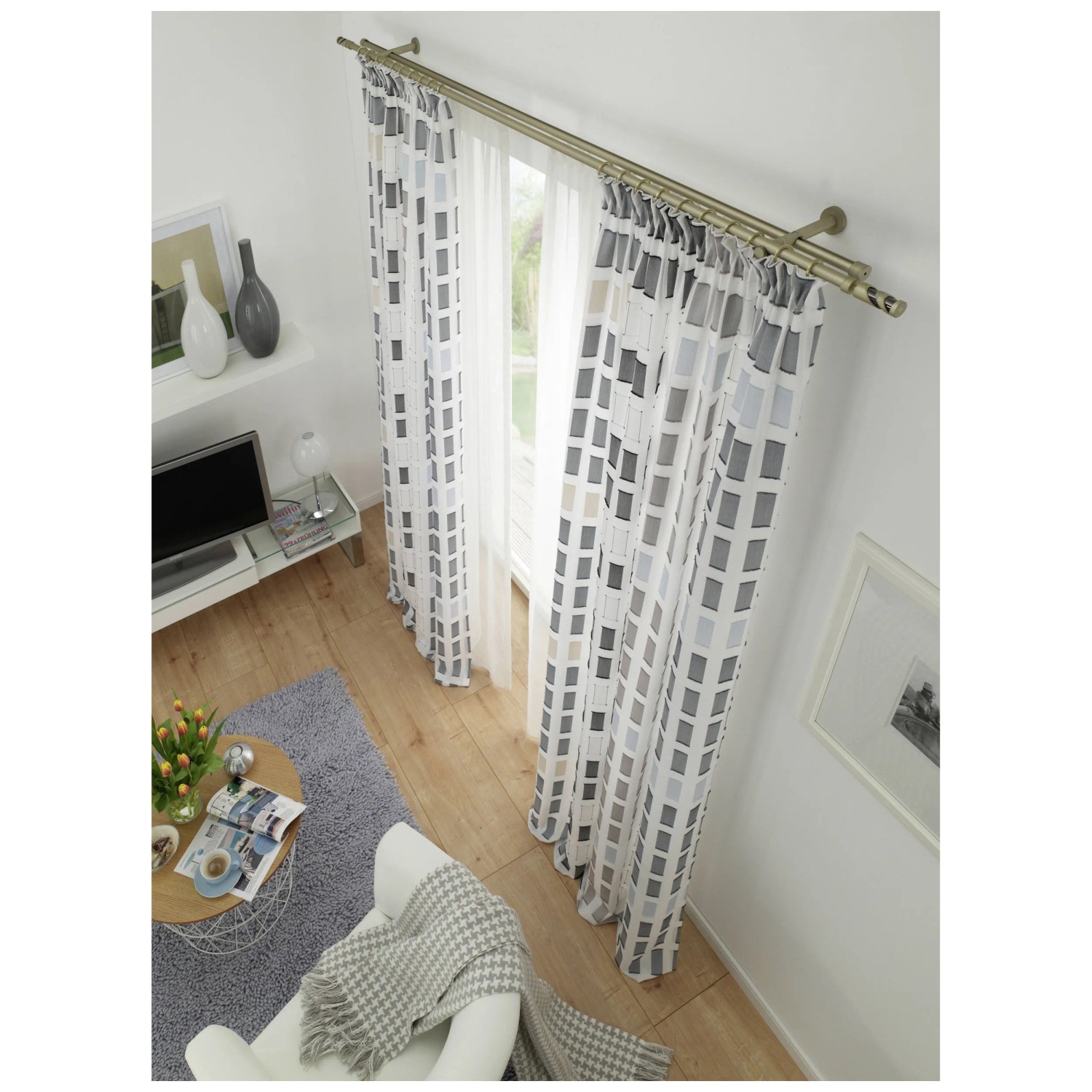 Asta Per Tende Gardinia Lisa - Binario Curvo Estendibile 180-240cm, Nero Opaco - Foto 8