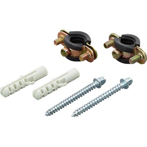 Set da 2 collari per tubi fonoisolanti (Ø 12-15 mm) con viti e tasselli.