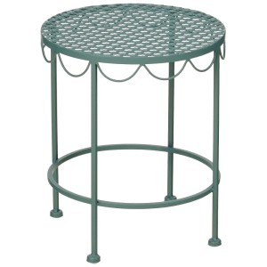 Tavolino portapiante verde Mica Decorations Marseille in ferro, Ø 30cm, altezza 35cm. Decorazione giardino.
