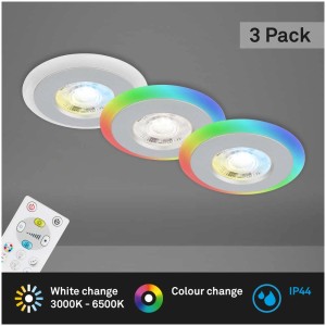 Briloner LED faretti da incasso Skill Color, set da 3, cromo opaco, con cambio colore e telecomando.