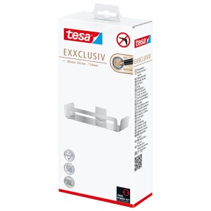 Étagère de douche Tesa Exxclusiv aspect acier inoxydable, pour montage mural sans perçage.