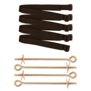 Kit d'ancrage pour trampoline TP Toys, 4 ancrages au sol en métal et sangles de tension, argent.