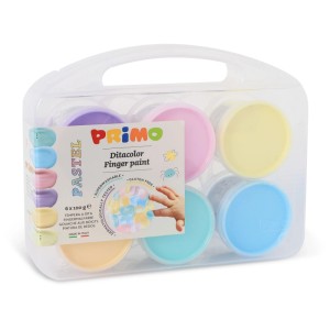 Primo Fingermalfarbe Pastell, 6 Farben à 100g im Set, für kreativen Malspass.