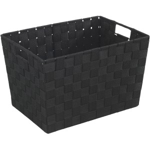 Cesto portaoggetti nero Wenko Adria, taglia M, in plastica intrecciata.