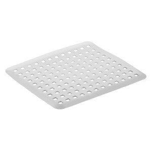 Tappetino per lavello Rotho Basic grigio con ritagli quadrati per proteggere lavello e stoviglie.