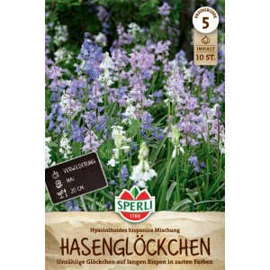 Sperli Hasenglöckchen Mischung, violette, rosa und weiße Blüten im Mai.