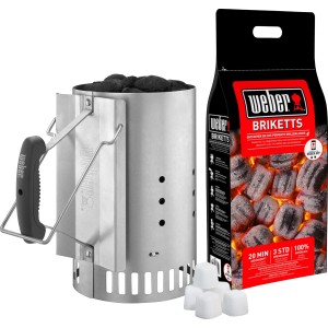 Kit d'allumage Weber : Cheminée d'allumage, briquettes et allume-feu pour barbecues au charbon de bois.