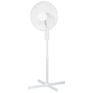 Ventilateur sur pied blanc avec hauteur et inclinaison réglables, Ø 40 cm.