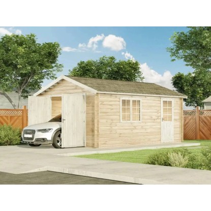 Alpholz Holz-Garage A-70 Pinie 425,4 cm x 598 cm, imprägniert