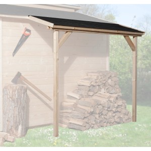 Auvent Weka Type 3, 80x150 cm, naturel, pour stockage du bois près de l'abri de jardin.