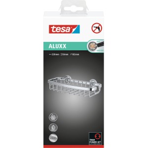 Étagère de douche Tesa Aluxx, aluminium chromé. Inoxydable, montage facile sans perçage.