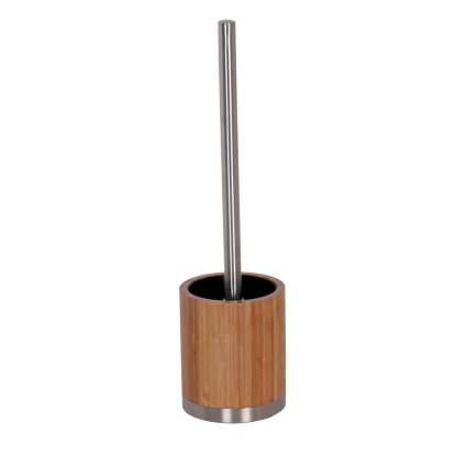 MSV WC-Garnitur Bambus/Edelstahl Braun-Silber Ø 8 x 37 cm