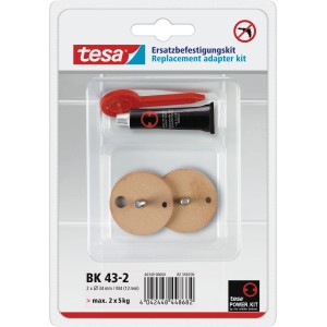Tesa Power Kit BK43-2 : Kit d'adaptateurs pour fixation murale sans perçage, avec colle, adaptateurs et clé Allen.