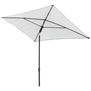 Rechteckiger Doppler Sonnenschirm Myzone, weiß, 190x125 cm. Neigbarer Anthrazit-Stahlmast für Balkon.
