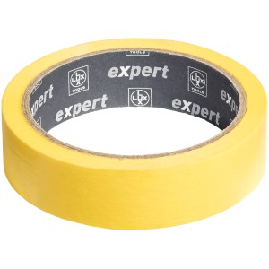 Gelbes LUX Flachkrepp Exact Line Indoor Klebeband, 25mm breit, für präzise Farbkanten.
