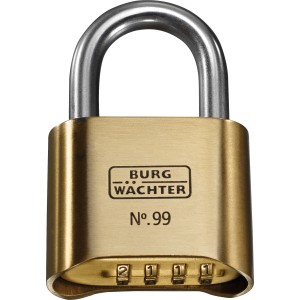 Burg-Wächter Vorhangschloss 99 Ni 50 SB aus Messing mit Zahlencode und Edelstahlbügel.