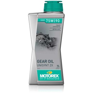 Huile de transmission Motorex Uni Synt ZX SAE 75W/90, bouteille de 1 litre. Huile entièrement synthétique pour transmissions manuelles et essieux.