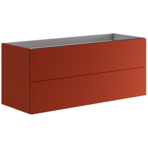 Meuble sous-vasque Opera paprika mat avec façades de tiroirs rainurées.