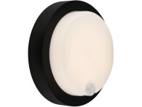 Brilo Akku-LED-Aussenwandleuchte Pula Schwarz mit Bewegungsmelder Ø 17 cm / 4 W