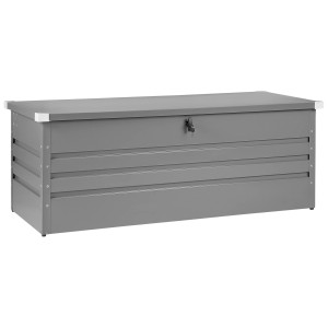 Graue Beliani Auflagenbox Cebrosa aus Stahl, abschließbar, 63x165x70 cm.