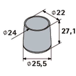 Disegno tecnico del tappo Hettich in plastica nera per tubi tondi Ø 22 mm con dimensioni.