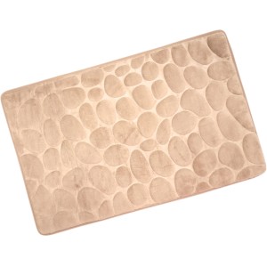 Tappeto da bagno beige con motivo a ciottoli, microfibra, 40x60 cm. Tappeto morbido per bagno e WC.