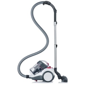 Aspirateur traîneau Severin CY7088, sans sac, blanc-rouge, 800 W, avec tube télescopique et brosse pour sol.