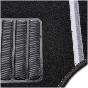 Cartrend Tappetino auto Rally, tessuto, nero, set 4 pezzi con protezione tallone rinforzata.