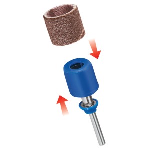 Mandrino per levigatura Dremel SC407 con nastro abrasivo per cambio utensile rapido, adatto per miniutensili.