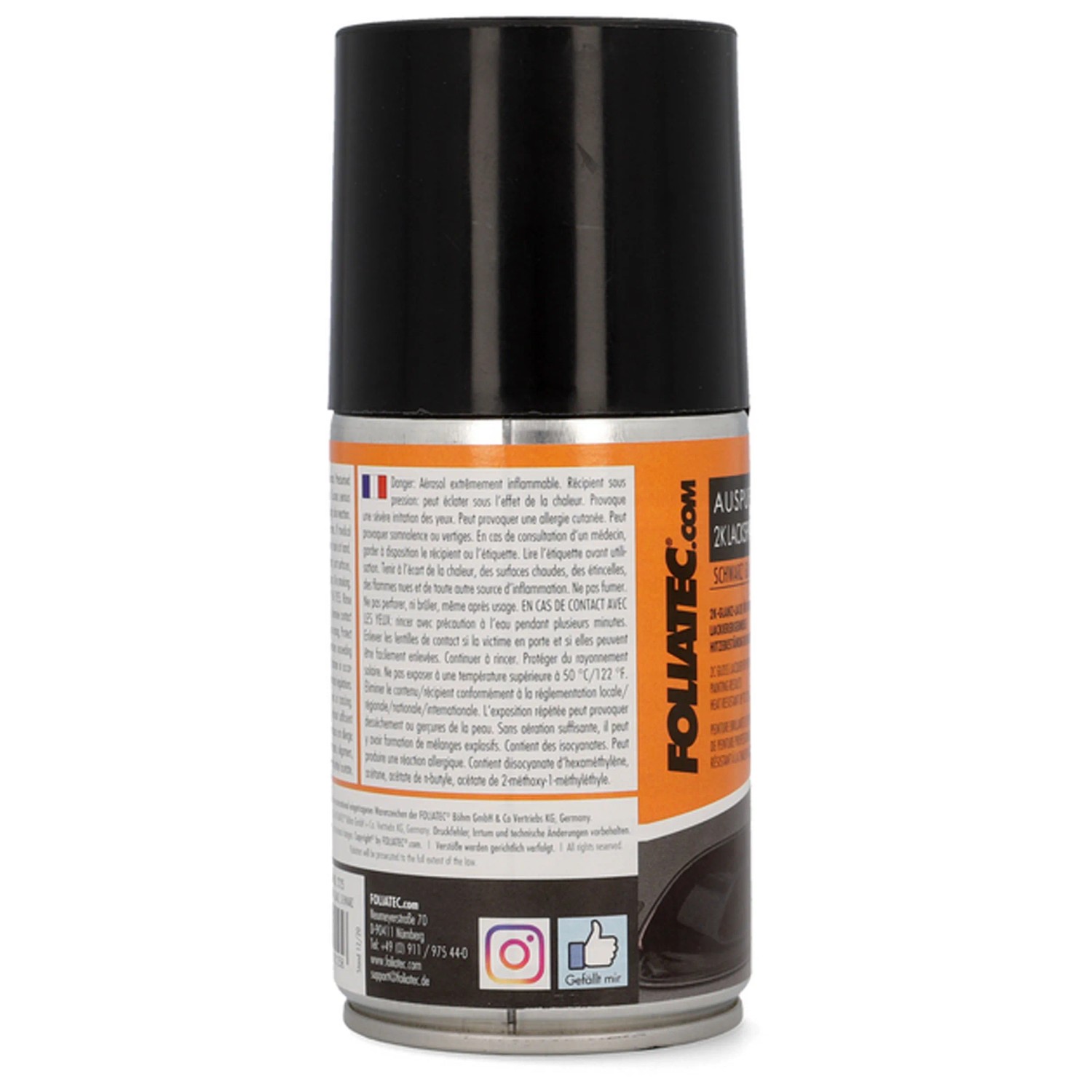 Bombe Peinture 2K FOLIATEC Noir Brillant Pour Embout D'échappement - Neuf