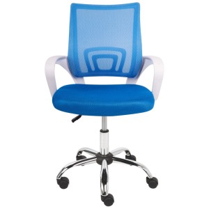 Sedia girevole blu Beliani Solid Mesh con rivestimento in rete, regolabile in altezza e girevole a 360°.