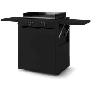 Carrello nero Forge Adour per Plancha Modern 60 in acciaio con ripiani pieghevoli.