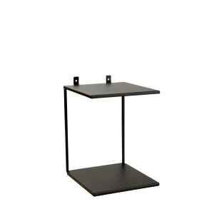 Doppio ripiano Denpanels in acciaio nero per montaggio su pannelli acustici.