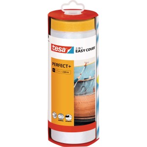 Tesa Easy Cover Perfect+ XL film de masquage avec ruban adhésif dans distributeur.