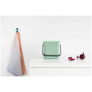 Brabantia Abfallbehälter Sort & Go, 3L, Jade Green. Kompakter Mülleimer für Küche und Bad.